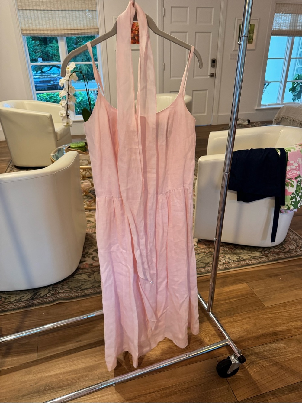 Women's Pink Halter Midi Dress